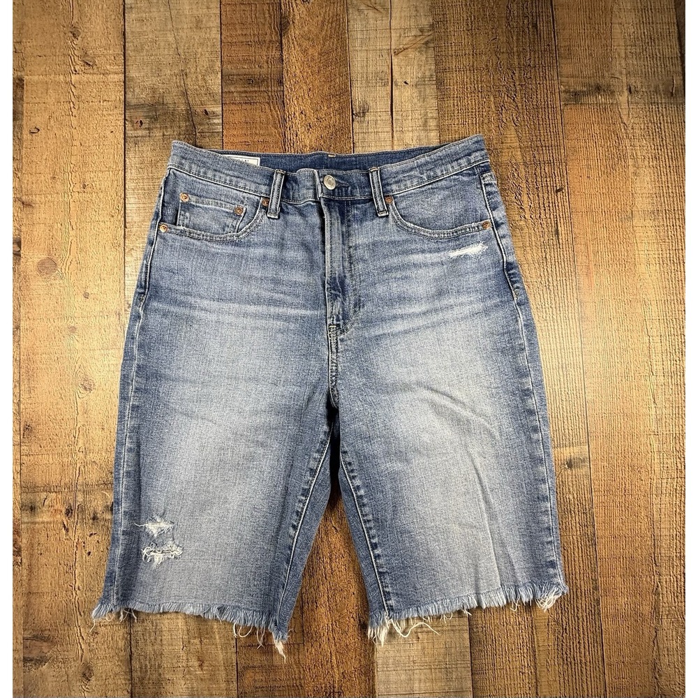 LOT OF 2 GAP Bermuda Shorts Women's 29/8T High Rise Denim White Blue Jean - Picture 8 of 15